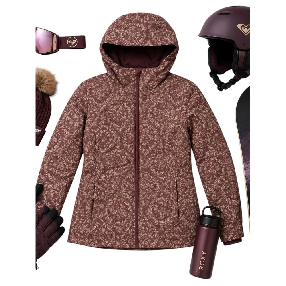 Roxy RARE Metallic Purple Gold Hooded Ski Jacket Women Medium Y2K Rare Coat EUC